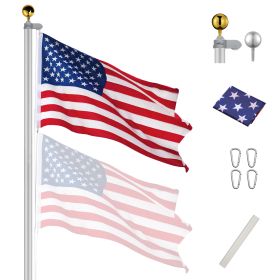 Aluminum Sectional Flag Pole w/US Flag Ball, 25 Ft.