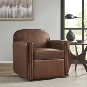 360 Degree Swivel Arm Chair, Faux Leather, Cognac