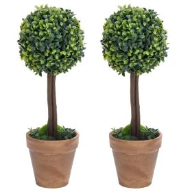 Artificial Potted Boxwood Plants, 22" Tall, 2-Piece Set