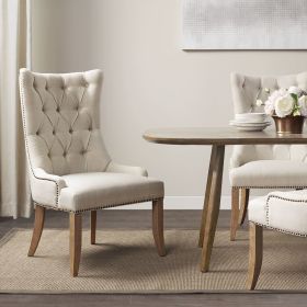 Button Tufted Captain Accent Chair, Cream