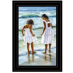 "Two Girls at the Beach" Wall Art Print, 11" x 15", Black Frame