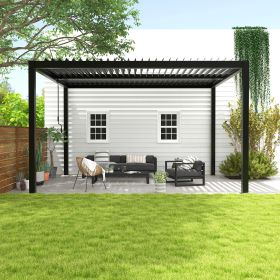 Aluminum Framed Pergola with Adjustable Louvers, 10' x13', Black