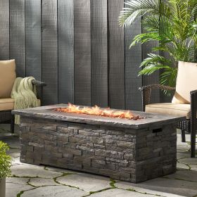 Gas Burning Patio Concrete Fire Table, 56", Grey Stone