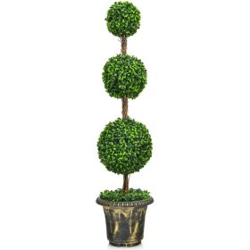 Artificial Topiary Triple Ball Tree Plant, 4 Ft. Tall