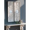 Wooden Wall Art Panels with Mirror Accents, White, Set of 2